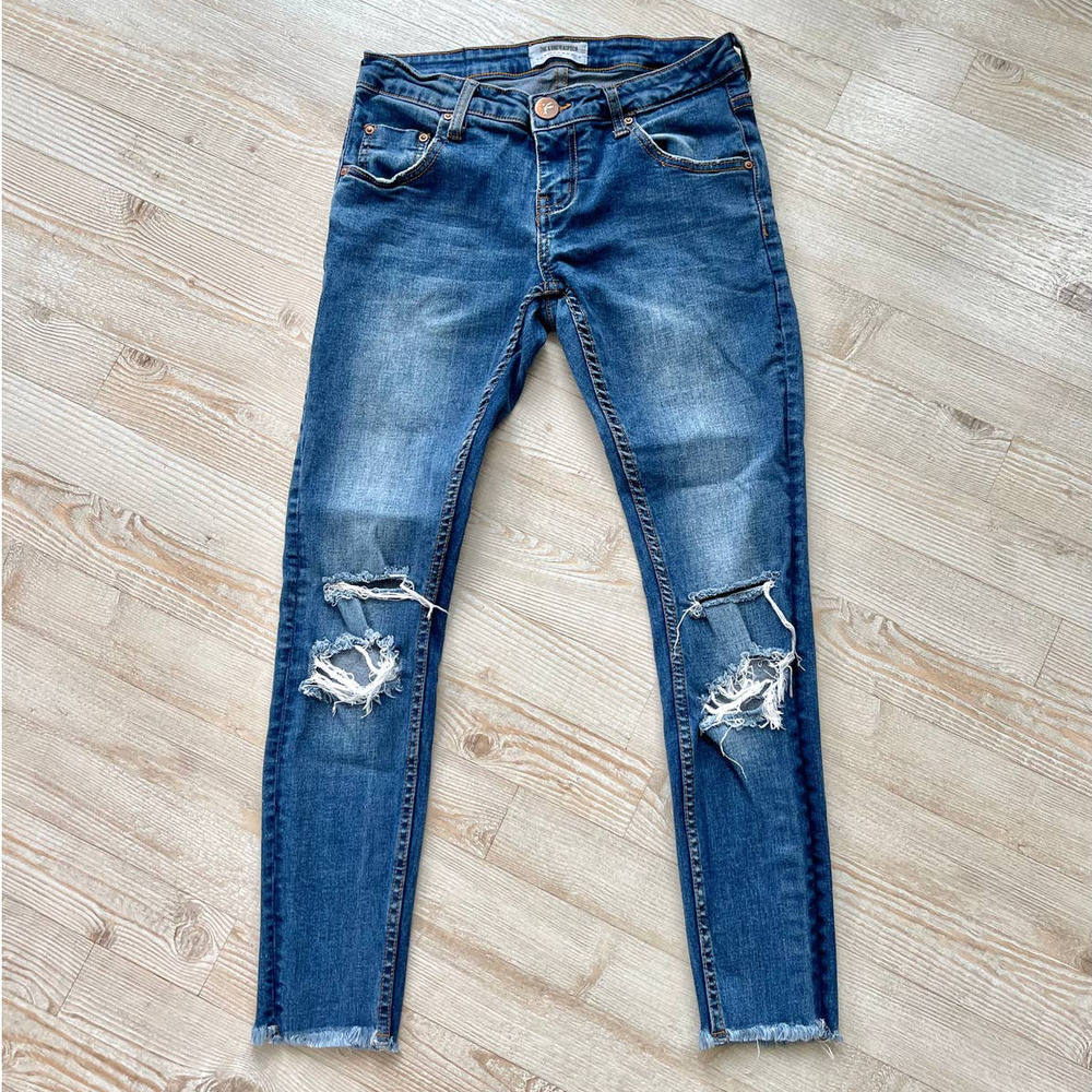 One Teaspoon Blue Distressed Skinny Jeans